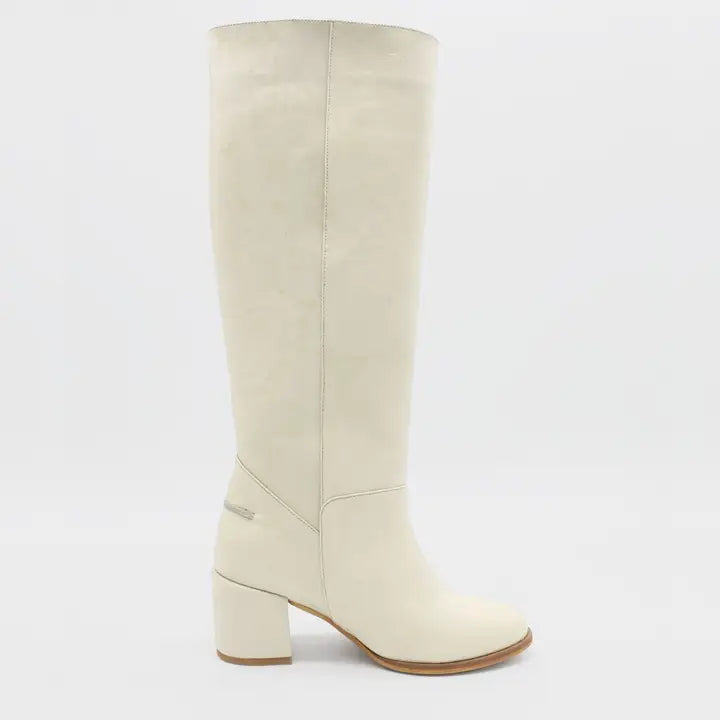High Heel Boots Off White Leather Womens Shoe