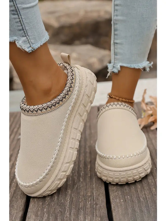Suede Pu Plush Slippers